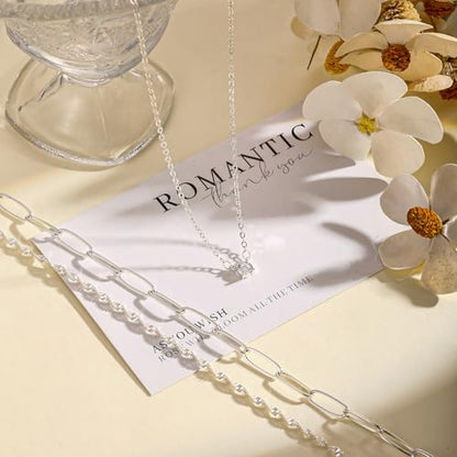 Layered Gold Necklace Set for Women Dainty Waterproof Cute Choker | 14K Gold Plated Minimalist Non Tarnish Lightweight CZ Pendant Pearl Twist Paperclip Chain Jewelry Gifts - style: 3PCS-Paperclip chain zircon-SL