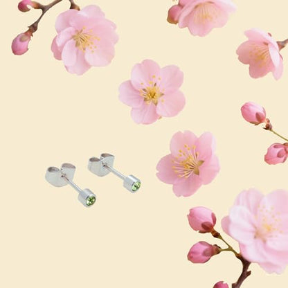 12 Pairs 18K Gold Plated Surgical Stainless Steel Stud Earring Cubic Zirconia CZ Multicolor Birthstone Stud Earrings Set - style: Silver round 4mm