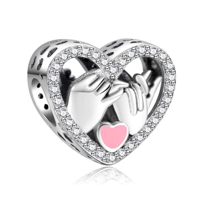 10 Pack Silver Bead Charms for Bracelets and Necklaces Pendant Dangle Beads Jewelry Gifts for Women Charm Set - color: Heart Love Travel