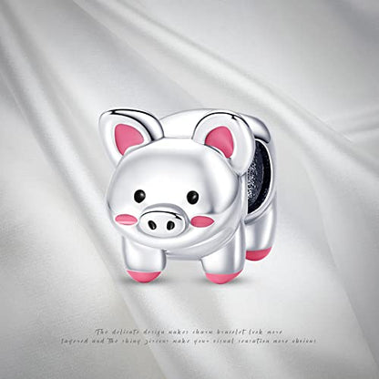 Pandach Animal Charm Bead fits Charms Bracelets for Woman-925 Sterling Silver Dangle Pendant Bead,Jewelry Beads Gifts for Women Bracelet&Necklace - style: Pet pig Charm