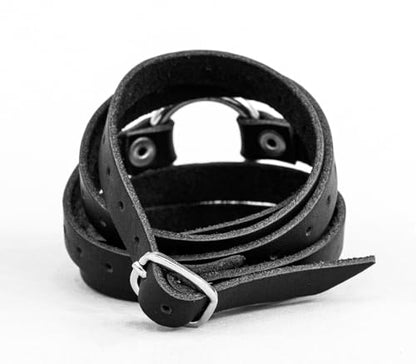 Leather multi wrap cuff bracelet with o-ring for man or woman, Handmade UA 8066