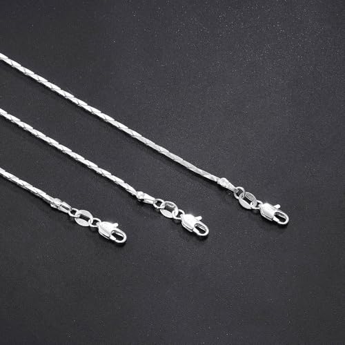 925 Sterling Silver Chain for Women, 1.1mm Tri-Cardano Chain Diamond Cut Silver Chain Necklace Jewelry Gifts for Women Mom Girlfriend - size: 22 Inches