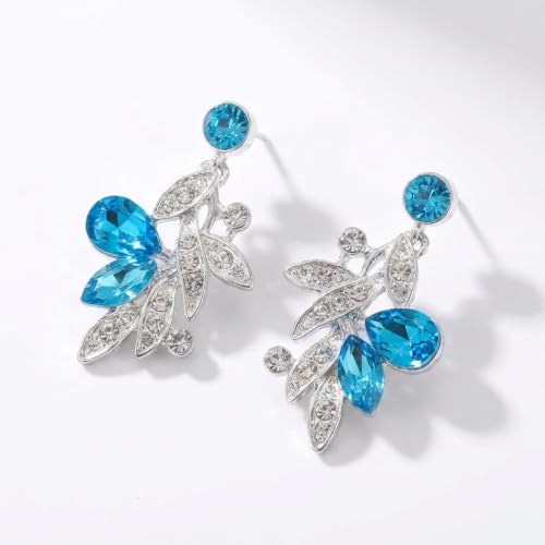 Kamirola Tiaras and Crowns for Women,Tiaras Earrings Necklace, Crystal Bridal Jewelry Set, Costume Jewelry for Women Party Halloween Prom Pageant - color: Silver Lace Blue