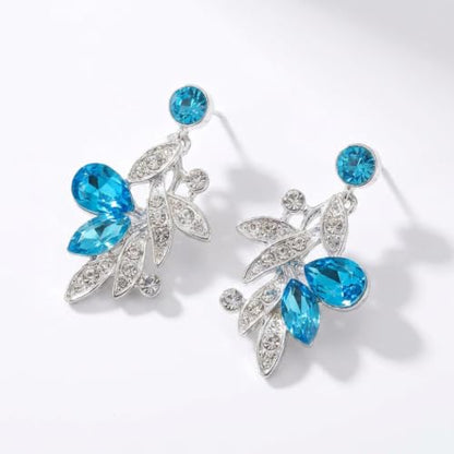 Kamirola Tiaras and Crowns for Women,Tiaras Earrings Necklace, Crystal Bridal Jewelry Set, Costume Jewelry for Women Party Halloween Prom Pageant - color: Silver Lace Blue