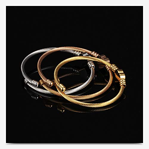 kelistom 316L Stainless Steel Love Heart Charm Bracelet for Women Romantic Gift Silver/Rose/18k Gold Plated OT Clasp Bracelets - color: heart cuff-rose gold