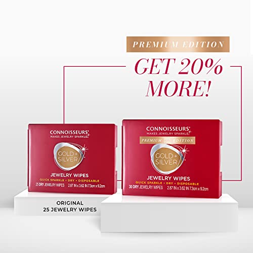 CONNOISSEURS Premium Edition Compact Jewelry Wipes No Rinse Gold and Silver Jewelry Cleaner, Polish and Remove Tarnish to Restore Brilliance, Dry Disposable Wipes, Diamond Dazzle Stik - style: Jewelry Wipes