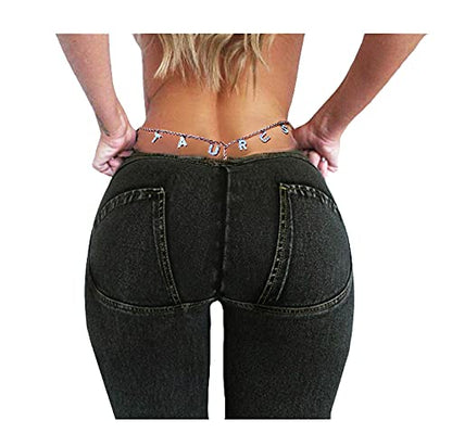 Women Sexy Rhinestone Waist Body Chain Crytal Sexy Letter Pendant Belly Waist Chain T-string Thong Body Jewelry - color: Taurus Letter