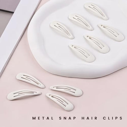 Small Hair Barrettes For Women No Slip Metal Snap Clips For Thin And Fine Hair,Matte White,20 PCS,1.97 x 0.5 Inch. - color: Matte White
