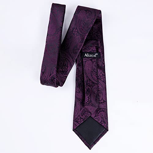 Alizeal Mens Gradient Paisley Necktie and Pocket Square Set | Elegant Design Perfect for Weddings Banquets Business Formal Events - color: 170-plum Purple