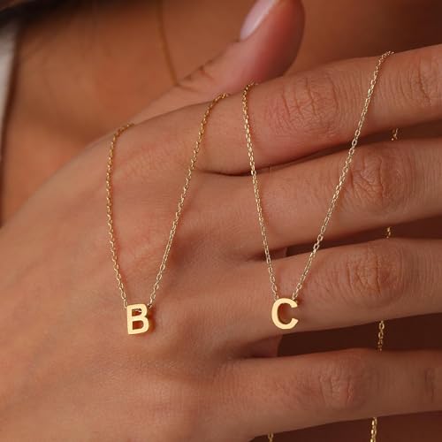 Initial Necklace for Women Girls Kids - Dainty Initial Necklace Tiny A-Z Pendant Necklace Cute Letter Necklace - color: J