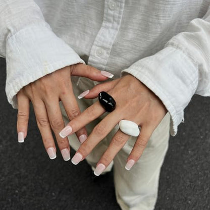 Wide Band Irregular Resin Statement Ring for Women - Minimalist Ins Style Chunky Ring Lightweight Fashion Jewelry
