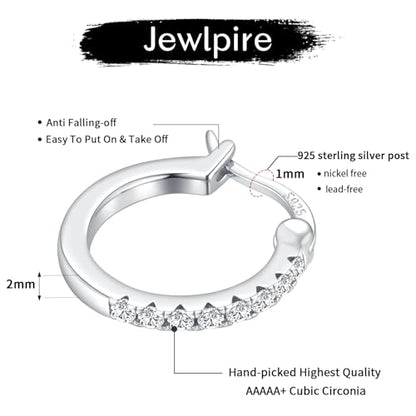 14K Gold Plated Hoop Earrings for Women with 925 Sterling Silver Post, Lightweight Small Hoop Earrings 15mm/20mm Huggie Hoop Earrings - color: CZ 2 Pcs - 925 Sterling Silver, size: 20MM