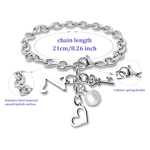 Initial A-Z Bracelets Gift for Women Girls Stainless Steel Chain Bracelet 26 Alphabet Jewelry Gifts for Birthday Anniversary Letter Bracelet Monogram Gifts for Sister Friend Girlfriends Mom 8.26 Inch - color: Z