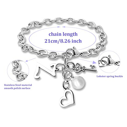 Initial A-Z Bracelets Gift for Women Girls Stainless Steel Chain Bracelet 26 Alphabet Jewelry Gifts for Birthday Anniversary Letter Bracelet Monogram Gifts for Sister Friend Girlfriends Mom 8.26 Inch - color: Z