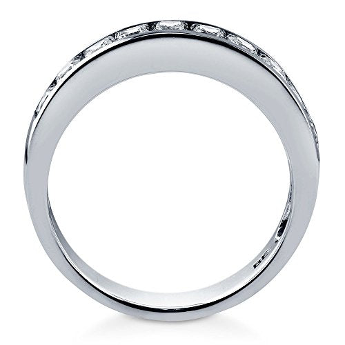 BERRICLE Sterling Silver CZ Rings Stackable Half Eternity Band Ring for Women, Channel Set Cubic Zirconia - Cushion, Emerald, Princess Cut - style: Princess Cut