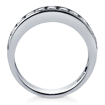 BERRICLE Sterling Silver CZ Rings Stackable Half Eternity Band Ring for Women, Channel Set Cubic Zirconia - Cushion, Emerald, Princess Cut - style: Princess Cut