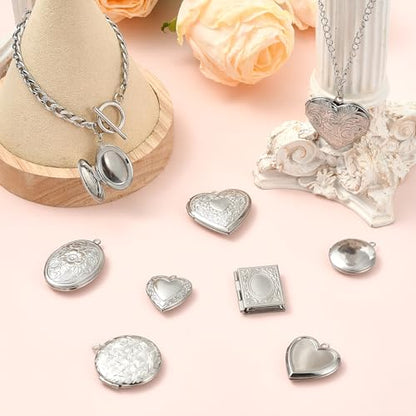 Photo Locket Charms for Jewelry Making Frame Charms Memorial Bracelet Necklace Earring Keychain - color: Silver