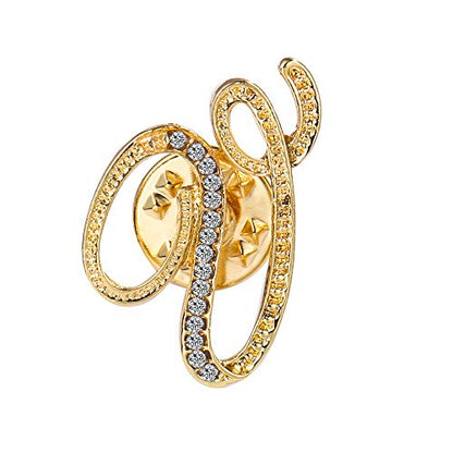 Initial Letter Brooch Pin Small Lapel Pin Tie Tack Name Personalized Gifts for Women Men Gold A-Z - style: V
