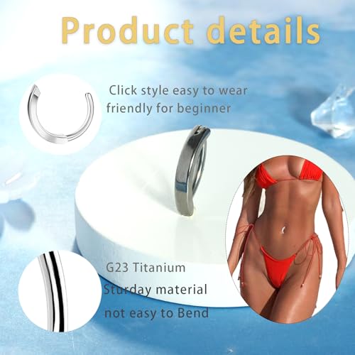 TIANCI FBYJS 3pcs G23 Titanium Pink Belly Button Rings Internally Threaded 10mm Clicker Reverse Curved Hoop Navel Barbell Piercing Jewelry CZ Belly Rings for Women Men - color: silver