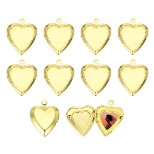 MECCANIXITY Custom Photo Locket Charm, Copper Retro Picture Locket Pendants for DIY Memorial KeyChains Necklace Bracelet Jewelry Making - color: Dark Copper, style: Small Simple Heart