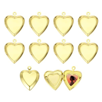 MECCANIXITY Custom Photo Locket Charm, Copper Retro Picture Locket Pendants for DIY Memorial KeyChains Necklace Bracelet Jewelry Making - color: Dark Copper, style: Small Simple Heart