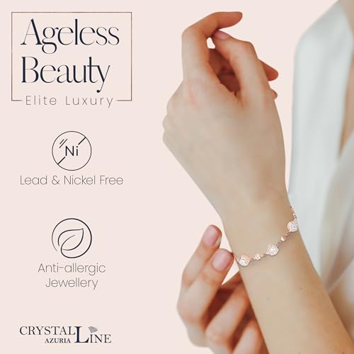 Women 18K Gold Plated White Crystal Roses Flower Set Necklace Earrings Bracelet for Women Wedding Party Bridal Bridesmaid Accessories - color: Rose gold
