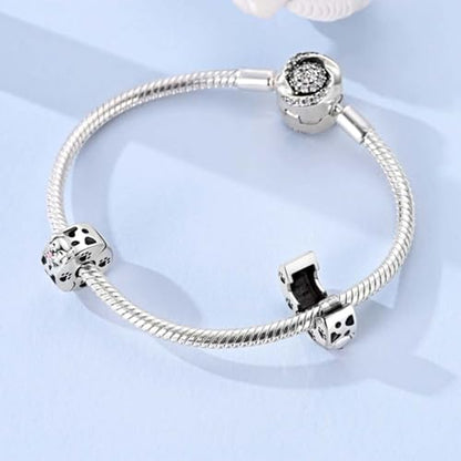 Heart Charm Clip Lock Spacer Stopper Charm Bead Bracelet 925 Sterling Silver Charms Safety Chain for Pandora Bracelets - color: Dog