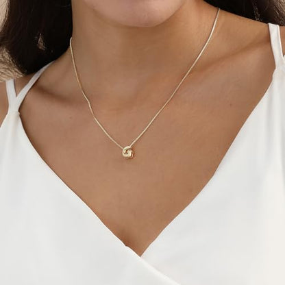 14K Gold Plated Bubble Letter Necklace, Tarnish Free and Waterproof Dainty Initial Necklace for Women, Trendy Personalized Gold Jewelry Gift for Her - color: Gold, style: G
