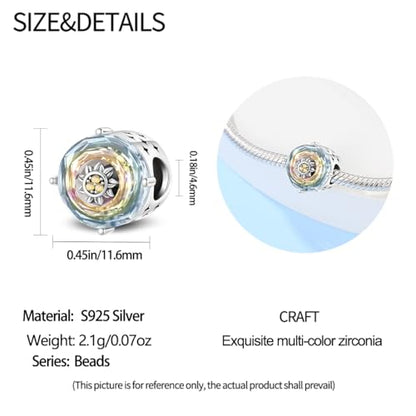 HappyStar 925 Sterling Silver Charms for Bracelets and Necklace Dangle Pendants Beads Charms Fits Charms Bracelets for Woman Jewelry Gifts (with one Spacer Bead Charms) - style: Clear Sun Beads