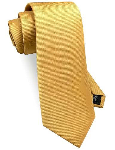 GUSLESON Classic New 3.15"（8cm） Men's Solid Color Necktie Wedding Business Tie + Gift Box - color: Goldenrod