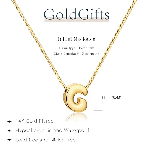 Bubble Gold Initial Necklaces for Women,14K Gold Plated A-Z Initial Necklaces for Women, Chunky balloon letter name Pendant Necklace Fashion Jewelry Gifts - color: C, style: Gold