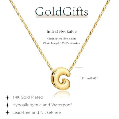 Bubble Gold Initial Necklaces for Women,14K Gold Plated A-Z Initial Necklaces for Women, Chunky balloon letter name Pendant Necklace Fashion Jewelry Gifts - color: C, style: Gold
