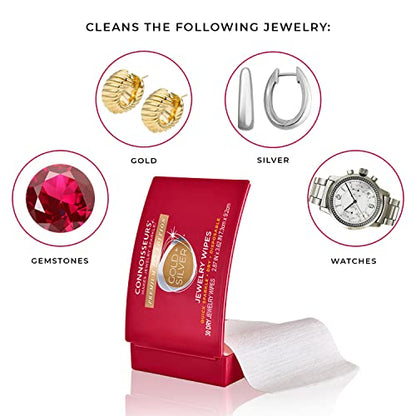 CONNOISSEURS Premium Edition Compact Jewelry Wipes No Rinse Gold and Silver Jewelry Cleaner, Polish and Remove Tarnish to Restore Brilliance, Dry Disposable Wipes, Diamond Dazzle Stik - style: Jewelry Wipes