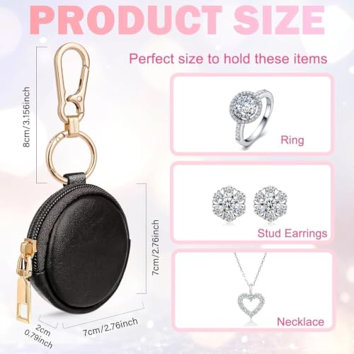LUCKINEE Ring Holder Keychain, Travel Ring Case Ring Holder Pouch for Women Men - color: Dark Black