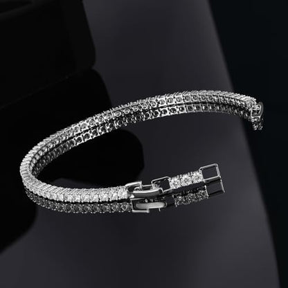 4/5mm Tennis Bracelets for Women, Adjustable 18K White Gold Plated Fold Over Clasp 4/5mm Round Cubic Zirconia Stackable Classic Tennis Bracelets for Women, Size 6.5-7.5 inch + 1 inch - size: 7.0 + 1 inch