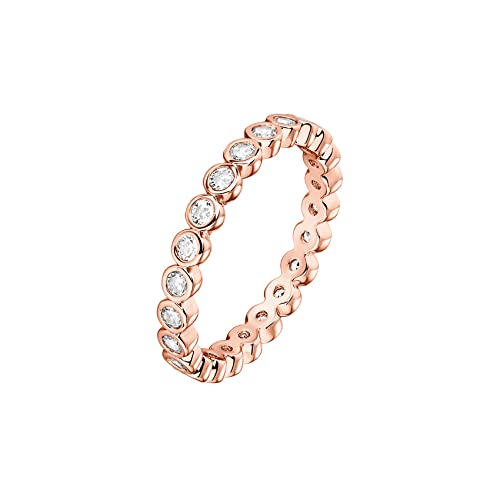 PAVOI 14K Gold Plated Rings with Cubic Zirconia - 2.8mm Stackable for Women - Gold Love Ring - color: Rose Gold