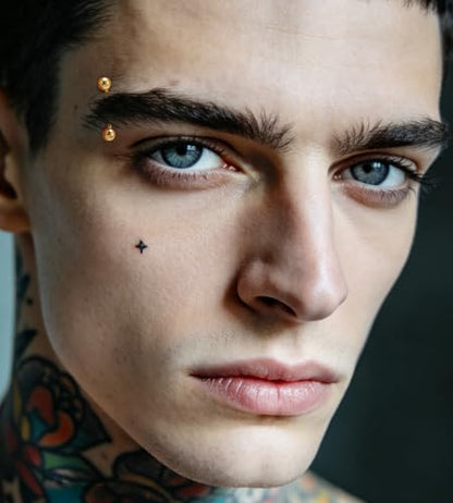 F136 Titanium Eyebrow Piercing Barbell Bent Barbell Ball Ring Screw Back - color: C-Gold+Black