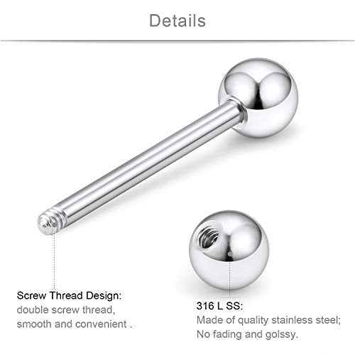 SCERRING 14G Nipple Rings Stainless Steel Nipplerings Tongue Straight Barbell Rings Body Piercing Jewelry for Women Men 9/16Inch 8 Pairs - color: 8 Pairs - Silver
