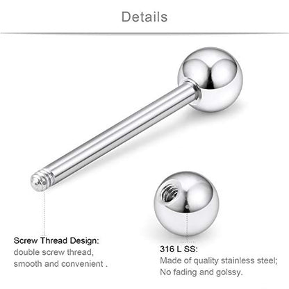 SCERRING 14G Nipple Rings Stainless Steel Nipplerings Tongue Straight Barbell Rings Body Piercing Jewelry for Women Men 9/16Inch 8 Pairs - color: 8 Pairs - Silver