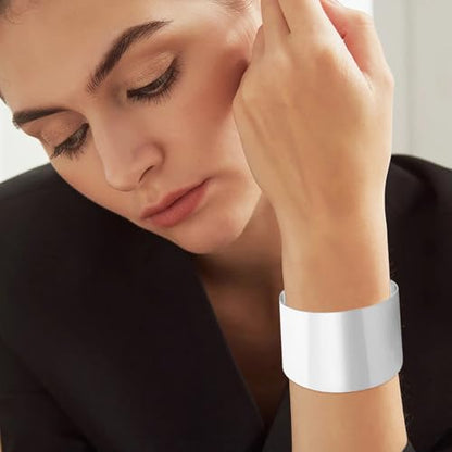Wide Cuff Chunky Gold Bracelets for Women Open Cuff Bangles Wrist Cuff Bracelets for Women - style: Silver