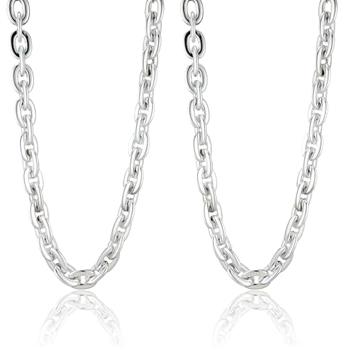 Passed colorfast test 39-inch Large Plastic Chain Necklace with Gift Box | 2/4 Pack with Gift Box,Gold Plastic Chain,Hip Hop Rapper Style, Fade Resistant,Detachable,for Parties, Awards,Prizes, Unisex - color: Silver-2pcs