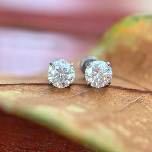 Titanium Moissanite Diamond Stud Earrings G23 Implant Grade Screw Flat Back Earring Hypoallergenic Pure Titanium Tragus Labret Cartilage Helix F136 Piercing Jewelry for Women Men - color: D Moissanite, size: 6mm(0.8ct*2)