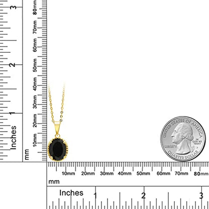 Gem Stone King 11X9MM Oval Gemstone Birthstone Pendant Necklace | 925 Sterling Silver | Solitaire Necklace For Women | With 18 Inch Chain | Fine Jewelry Gifts for Mom Women Wife Her - color: Onyx-December