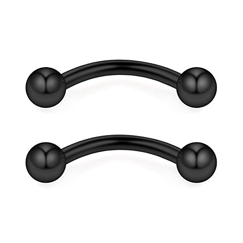 12PCS 12G Surgical Steel PA Eyebrow Ear Navel Belly Lip Ring Body Piercing Jewelry - style: 14mm w Balls