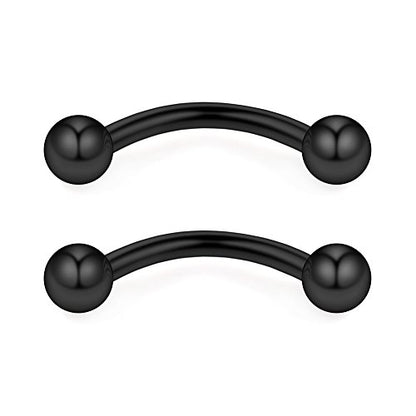 12PCS 12G Surgical Steel PA Eyebrow Ear Navel Belly Lip Ring Body Piercing Jewelry - style: 14mm w Balls
