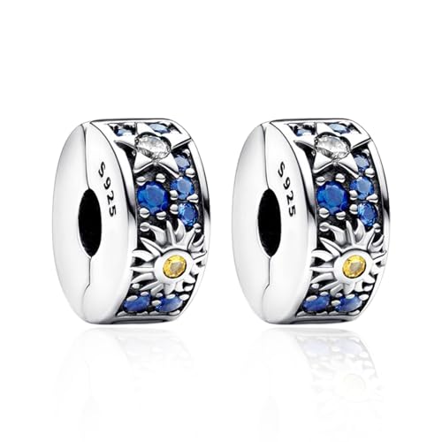 Clip Stopper Spacer Charms for Bracelets Necklaces, Compatible with Pandora,Jewery Making DIY - style: Sun Star Clip