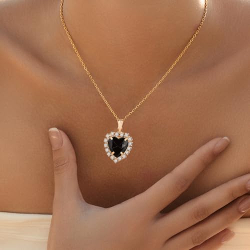4 Pcs Heart Jewelry Set for Women fashion Cubic Zirconia Pendant Necklace Bracelet Earrings Dainty Open Ring Charm Prom Party, Birthday Valentines Mothers Day Christmas Jewelry Gift - style: Black