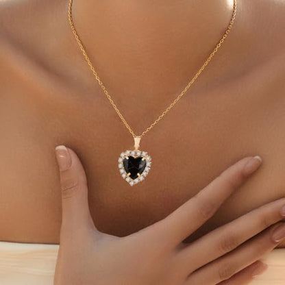4 Pcs Heart Jewelry Set for Women fashion Cubic Zirconia Pendant Necklace Bracelet Earrings Dainty Open Ring Charm Prom Party, Birthday Valentines Mothers Day Christmas Jewelry Gift - style: Black