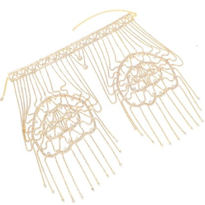 STONEFANS Bridal Rhinestone Shoulder Necklace Body Collar Jewelry Luxury Tassel Crystal Shoulder Harness Chain Wedding for Women - style: Fashion3