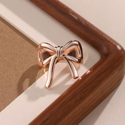 Bowknot Oblate Silk Scarf Ring Brooch for Women Metal Elegant Bow Butterfly Shawl Scarves Buckle Wrap Clasp Clip Rings Brooches Fashion Delicate Wedding Anniversary Dress Accessories Jewelry - color: Rose Gold Plated